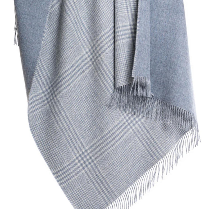Blue plaid reversible Alpaca Throw
