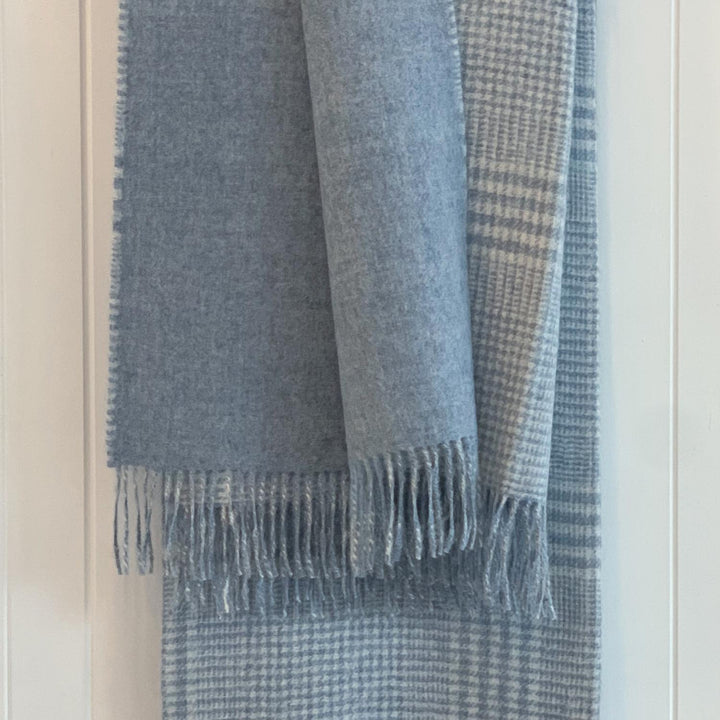 Blue plaid reversible Alpaca Throw