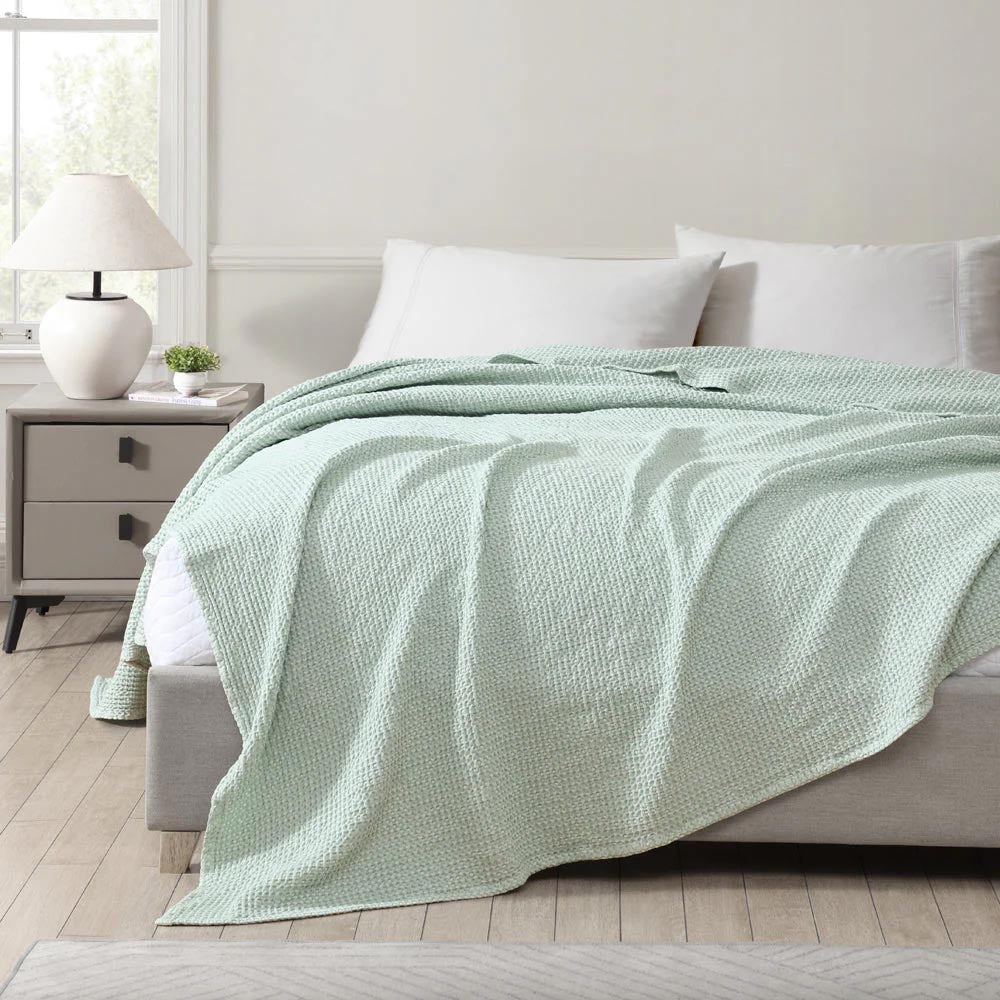 Seafoam Waffle Blanket – The Bedspread Shop