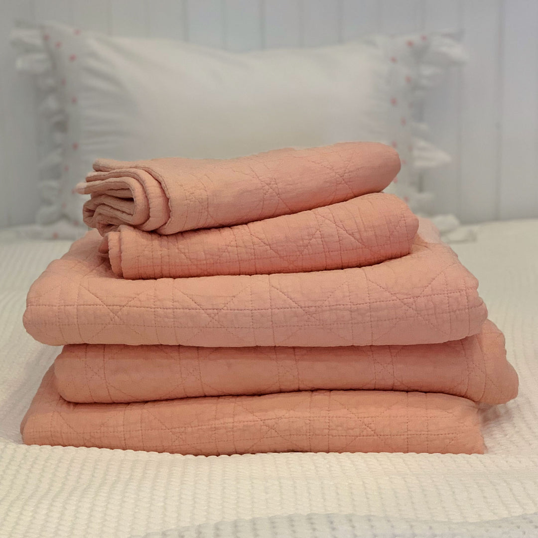 Coral Quilted Cotton Coverlet