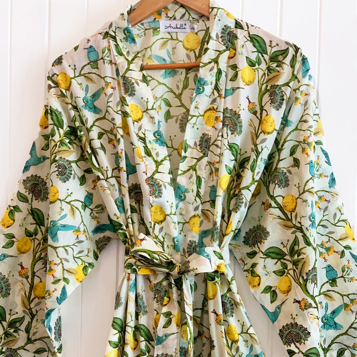 Birdsong Cotton Kimono Robe
