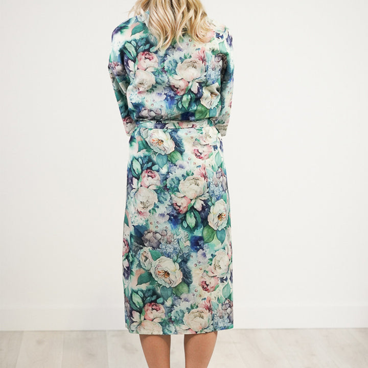 Botanical Blue Kimono Robe