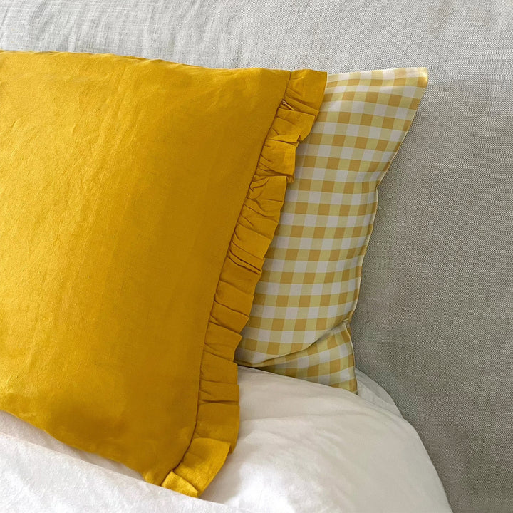 French linen ruffle pillowcase pair