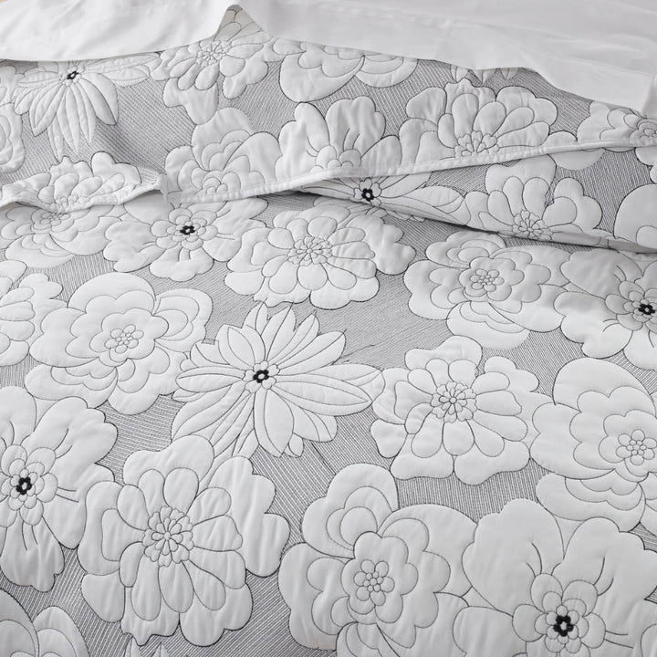 Leona Monochrome Floral Bedspread Set