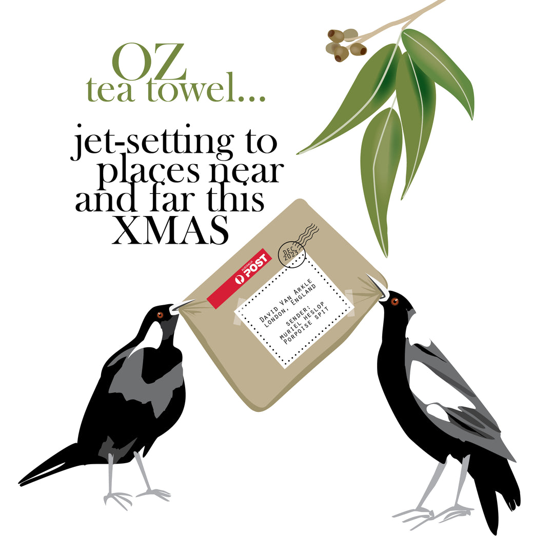 Christmas in Oz linen Tea Towels