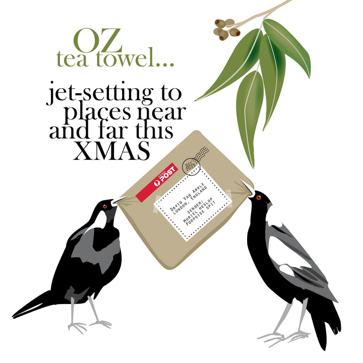 Christmas in Oz linen Tea Towels