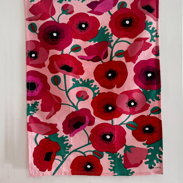 Pretty poppy cotton tea towel