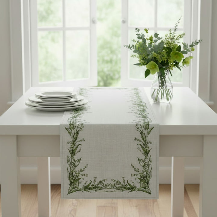 Lily of the Valley Linen Table Runner