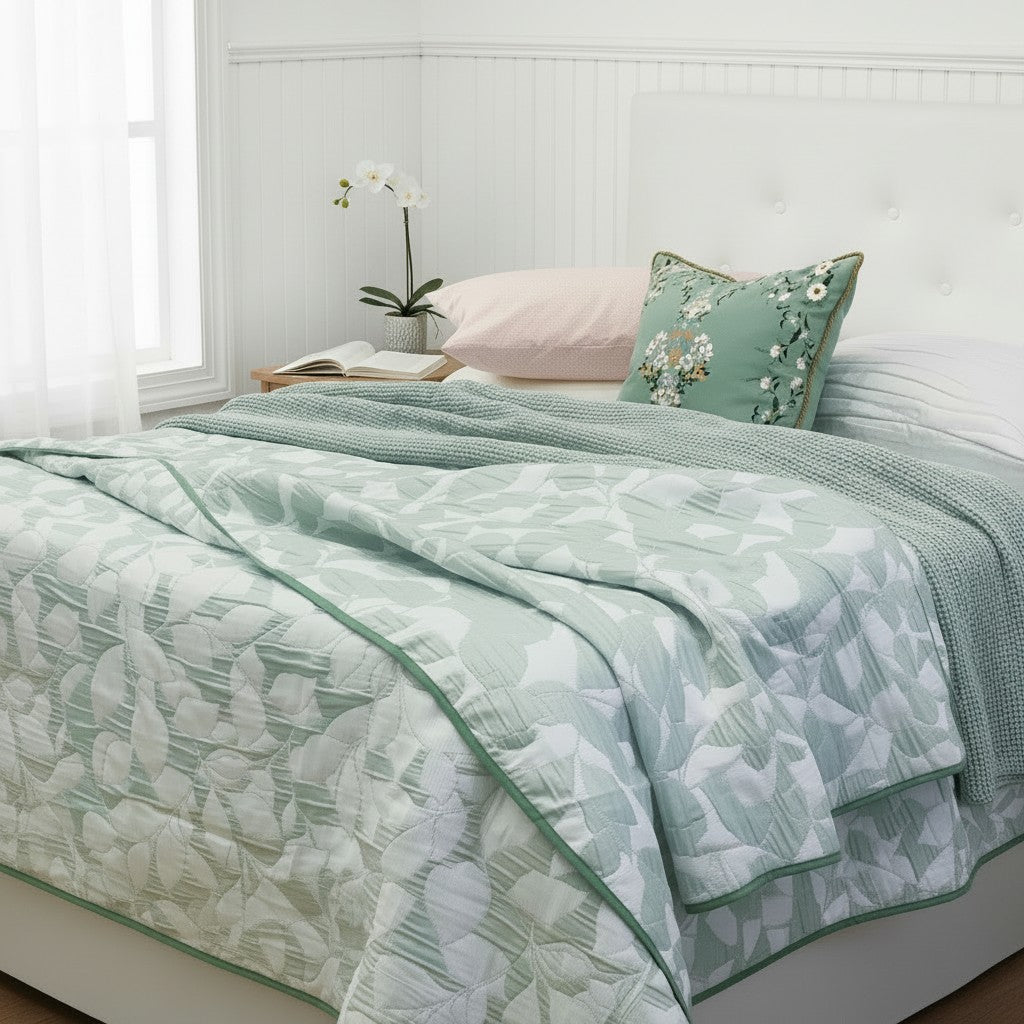 Ocanya reversible bedspread sage