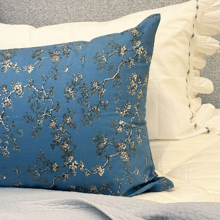 Sakura Blue Cotton Pillowcase Pair