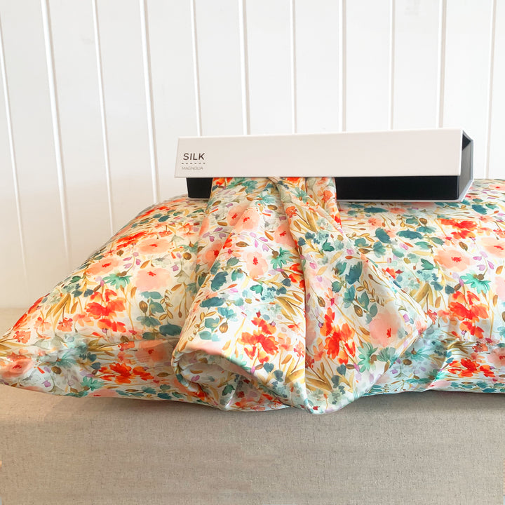 Amber Floral Silk viscose pillowcase pair