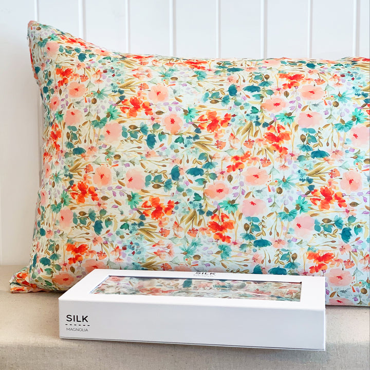 Amber Floral Silk viscose pillowcase pair