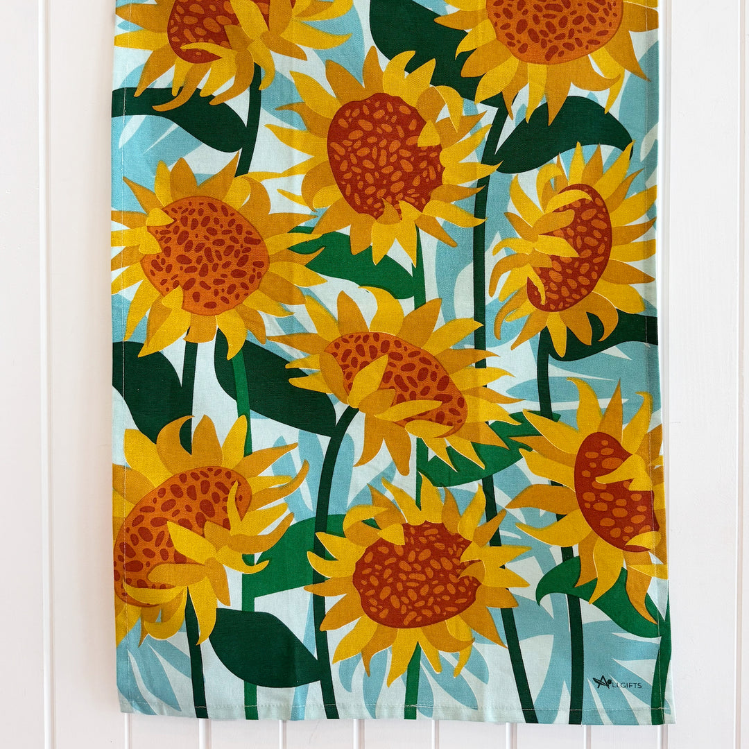Sunflower show off tea towel