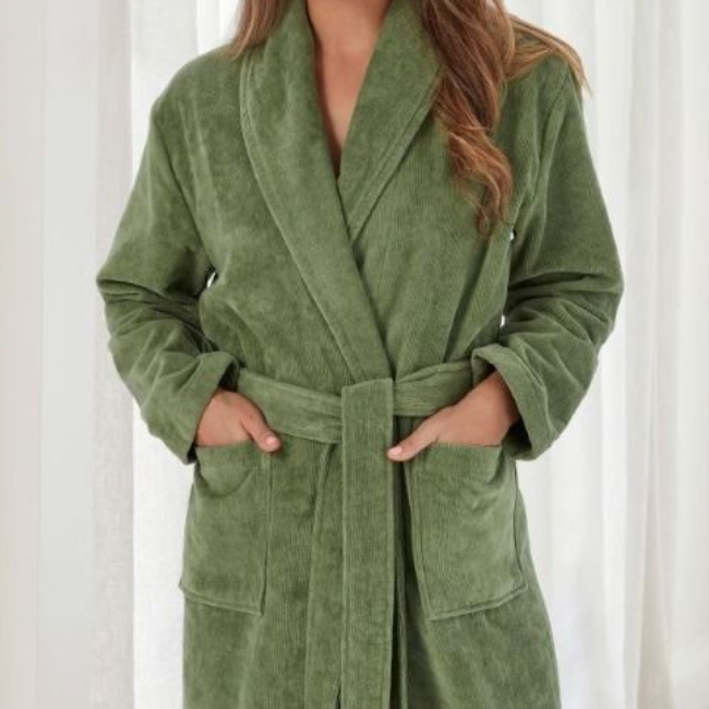 Freya Olive Cotton Robe
