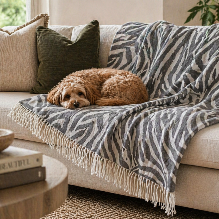 Charcoal Zebra Throw