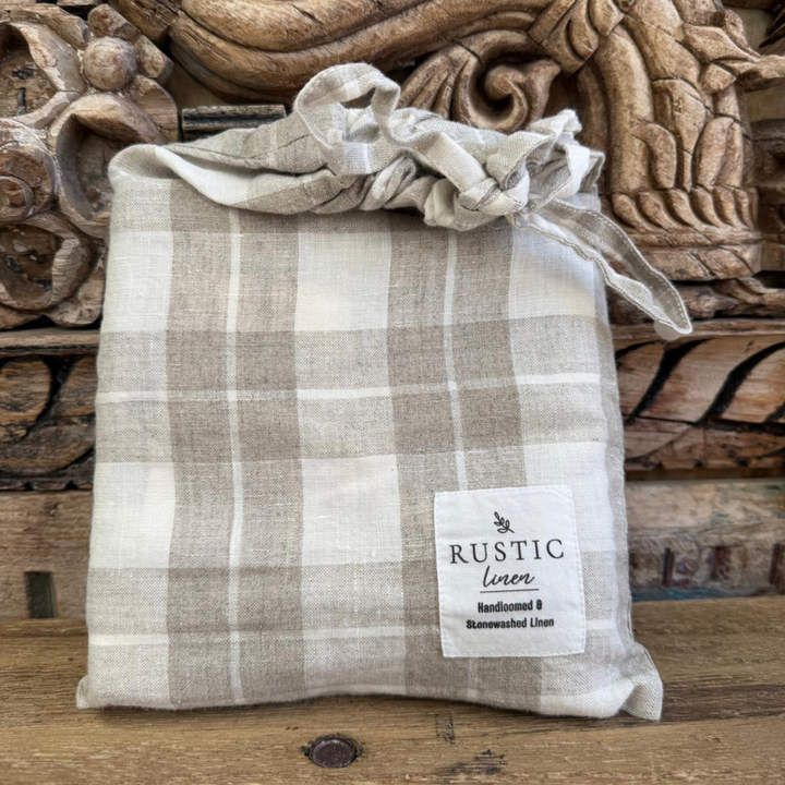 Linen Natural Check Pillowcases