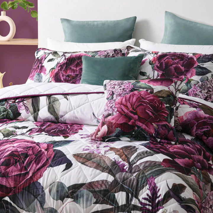 Abigail Purple Rose Bedspread Set