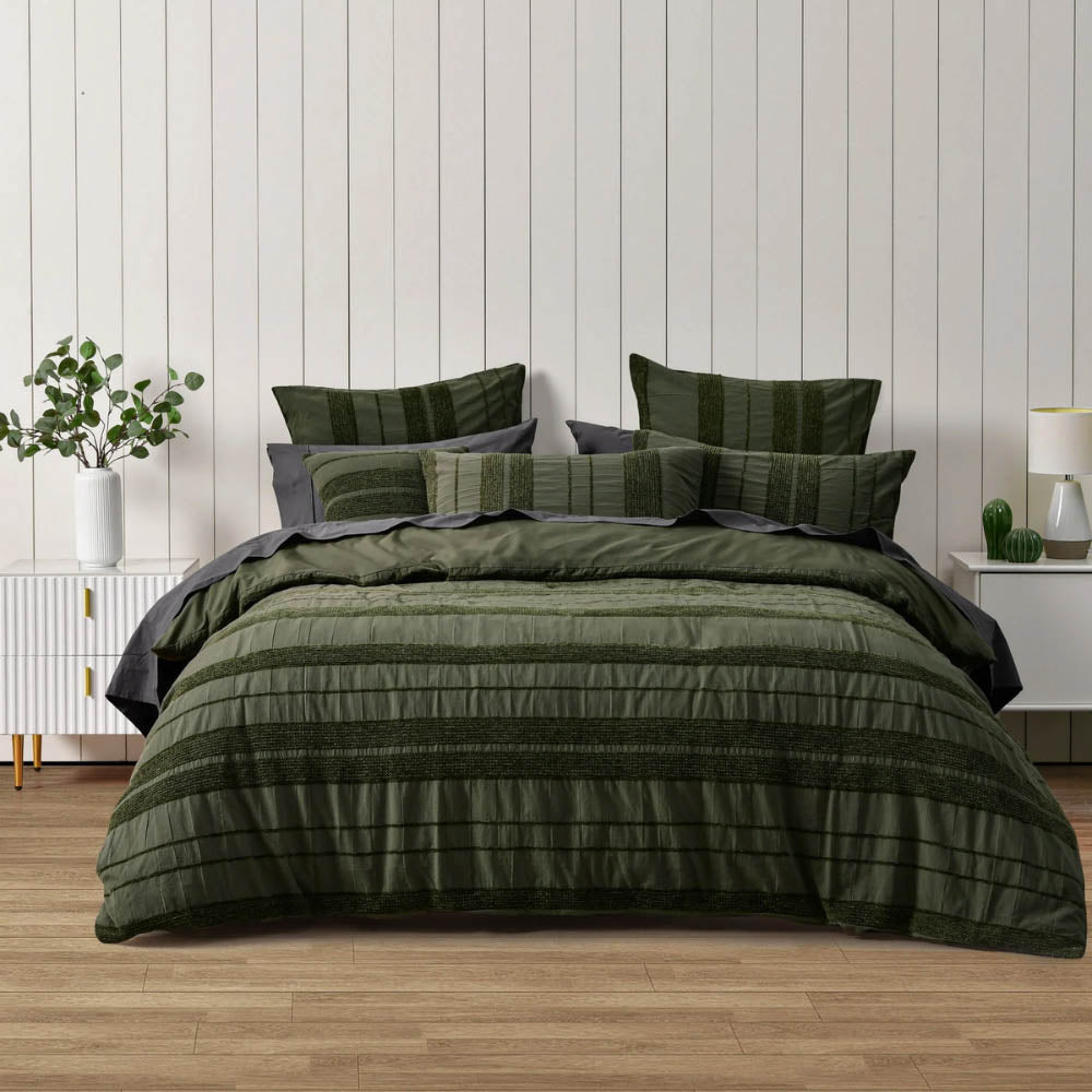 Avery Forest Green Quilt Cover Set