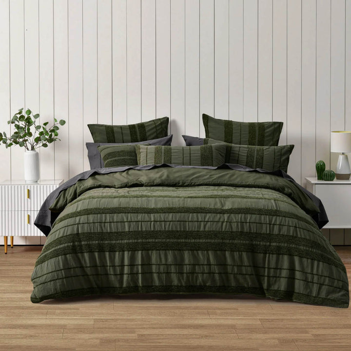 Avery Forest Green Quilt Cover Set