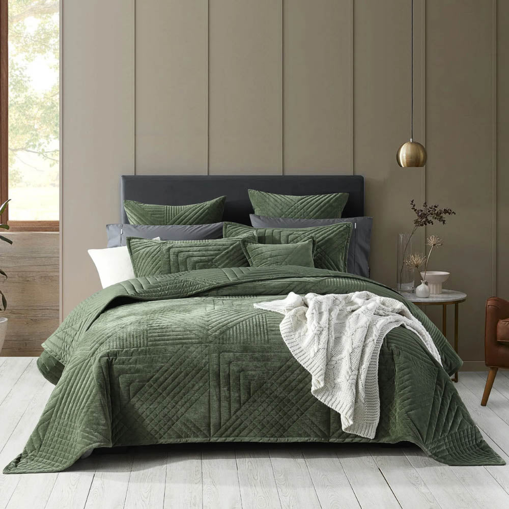 Samatra Olive Quilted Coverlet Set