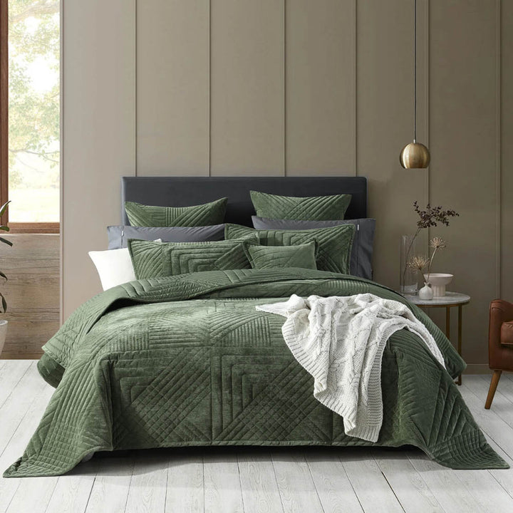 Samatra Olive Quilted Coverlet Set