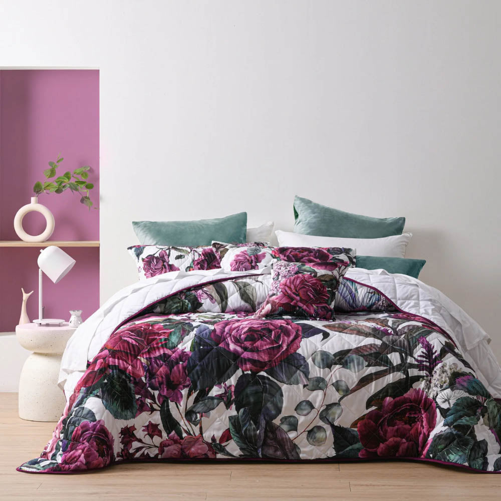 Abigail Purple Rose Bedspread Set
