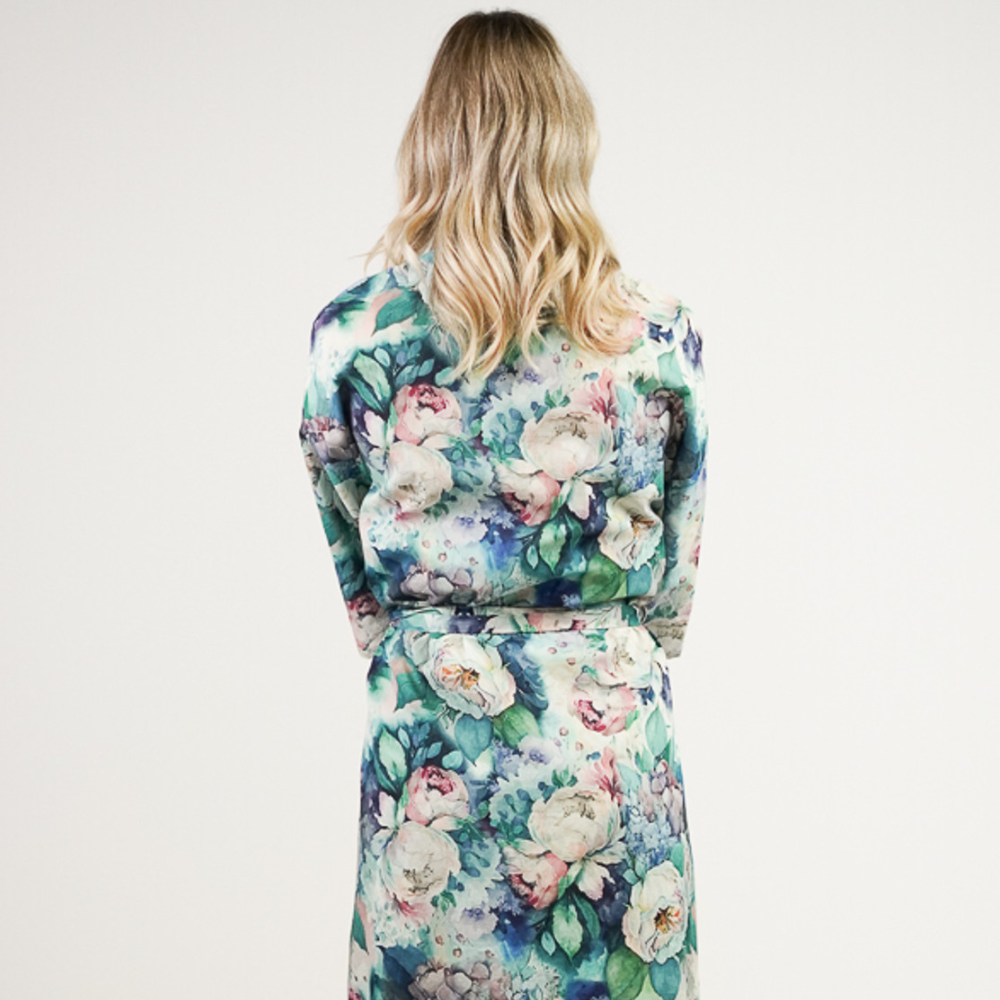 Botanical Blue Kimono Robe