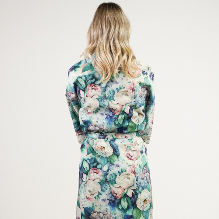 Botanical Blue Kimono Robe