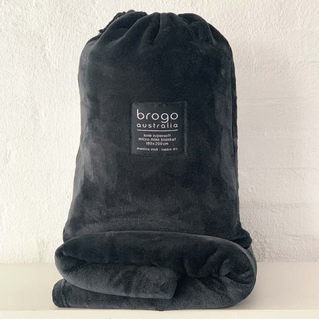 Brogo Micro Mink Throws Charcoal