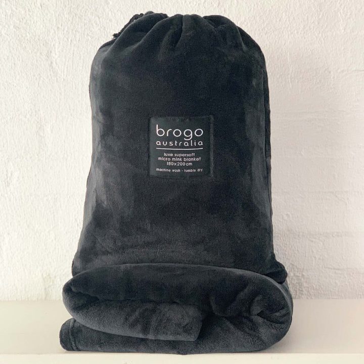 Brogo Micro Mink Throws Charcoal