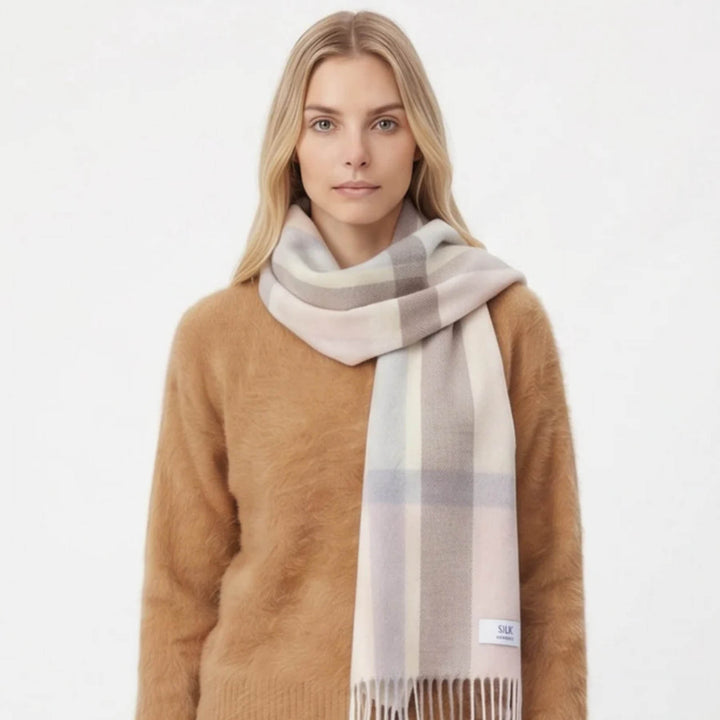 Pure Cashmere Scarf Pink Check