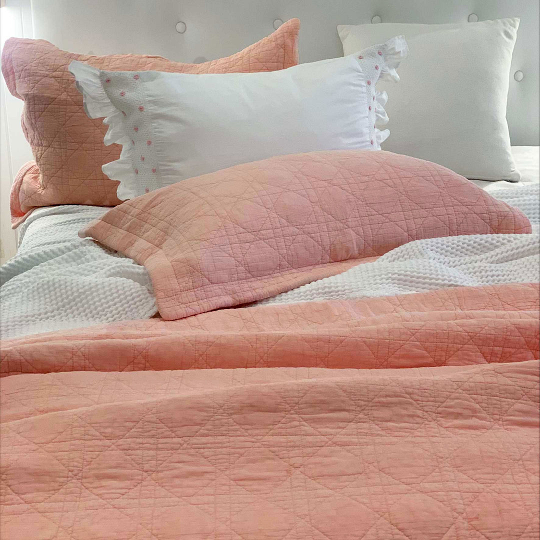 Coral Quilted Cotton Coverlet