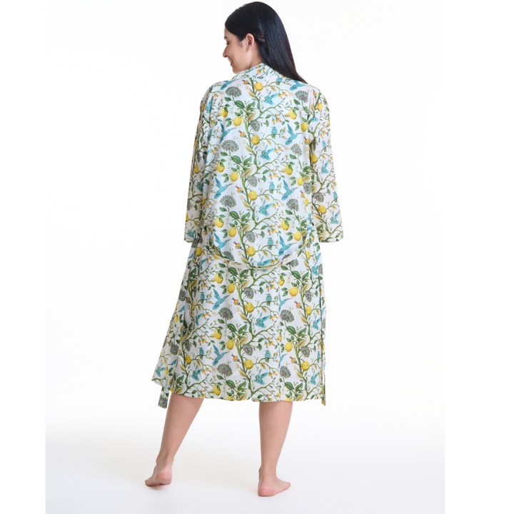 Birdsong Cotton Kimono Robe