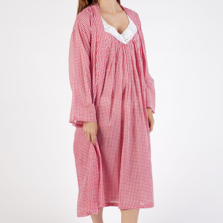 Katie Red Gingham Cotton Robe