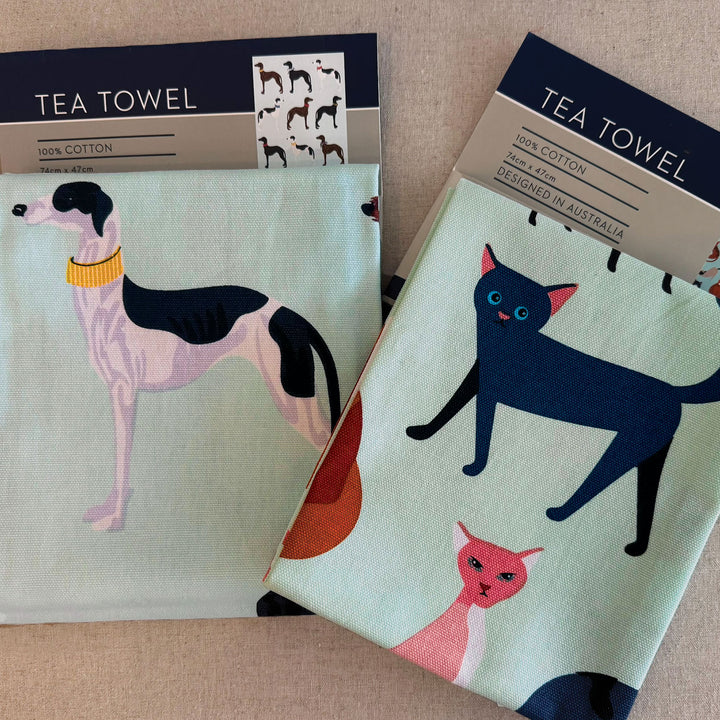 the Cat's Meow tea towel