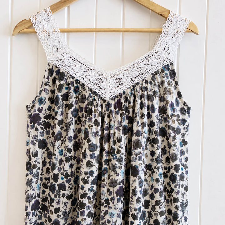 Violet V-neck Lace Cotton Nightie