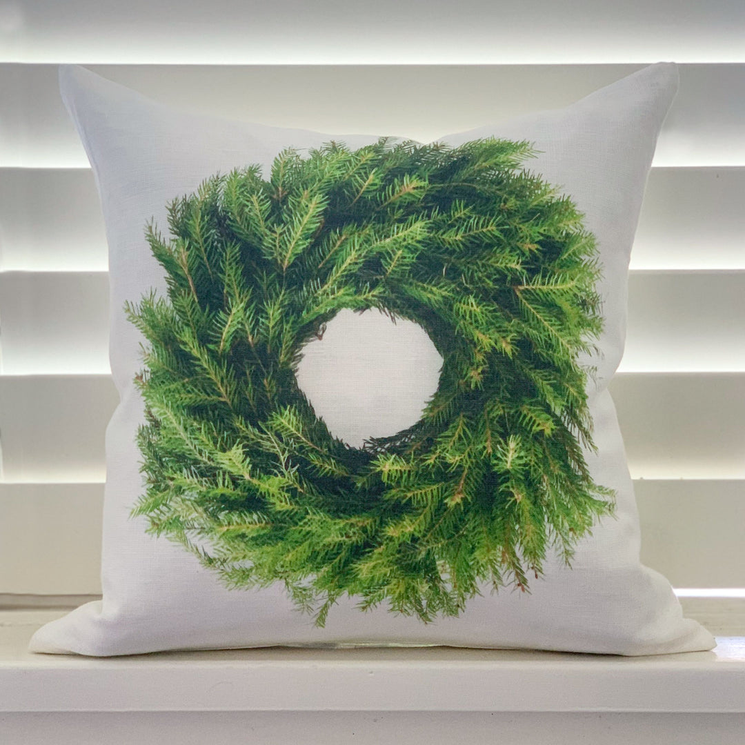 Christmas Wreath Linen Cushion Cover