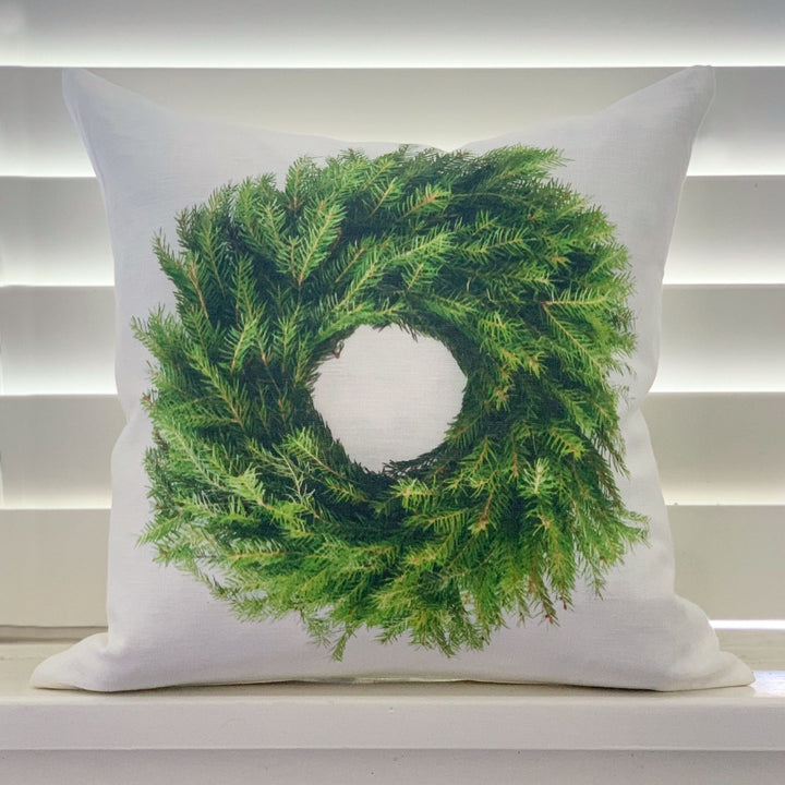 Christmas Wreath Linen Cushion Cover