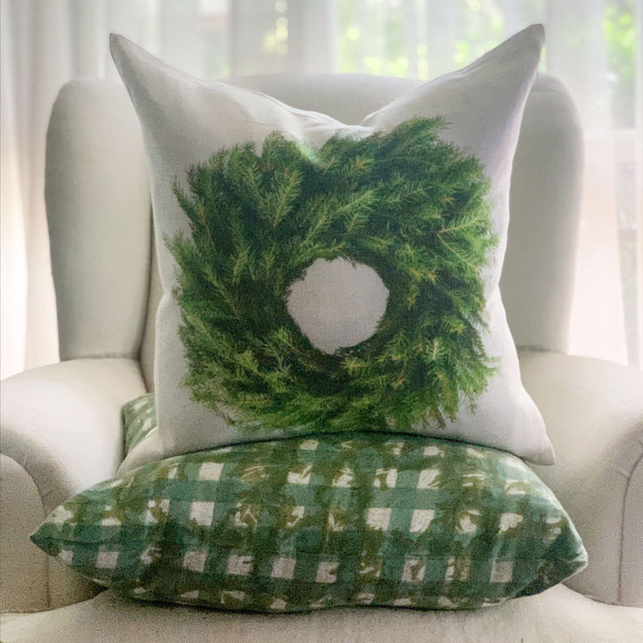 Christmas Wreath Linen Cushion Cover