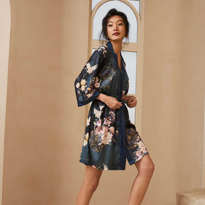 Charmeuse Short Kimono Ink