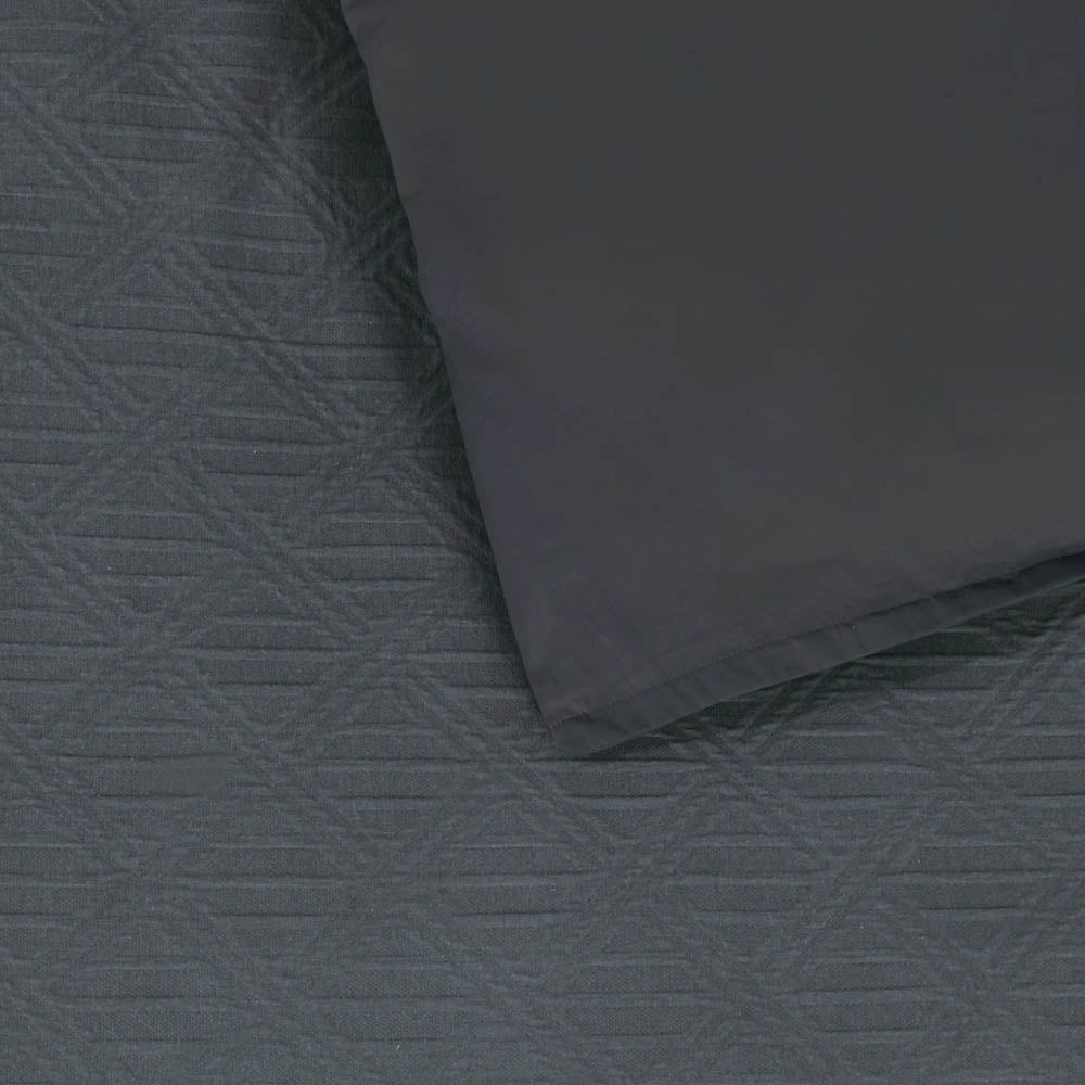 Grey Pattern Cover Hallston Dark Grey Cotton Jacquard Quilt Cover Set | The Bedspread Shop