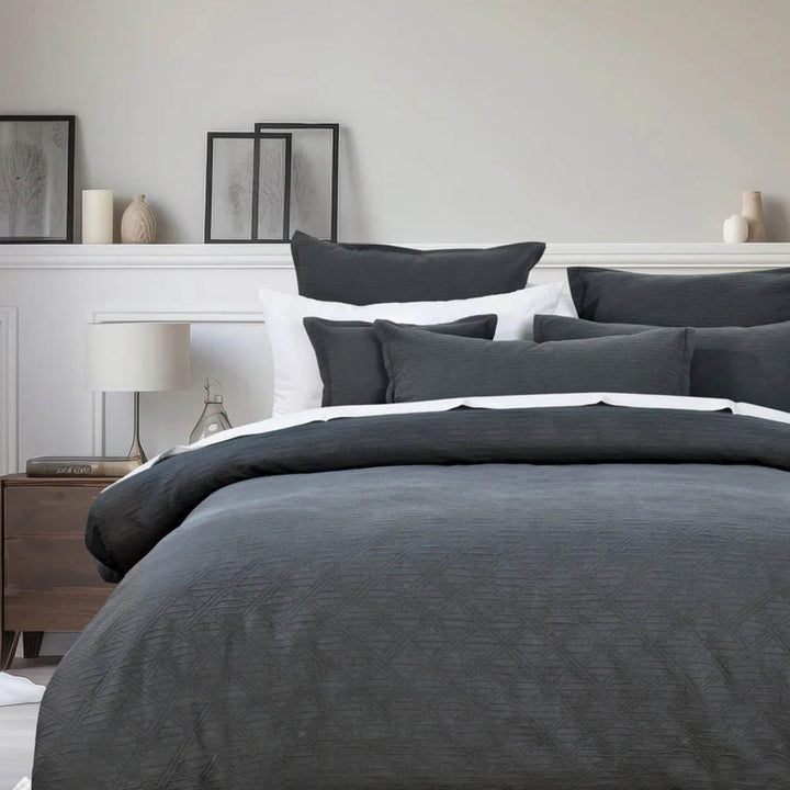 Hallston Dark Grey Quilt Cover Set