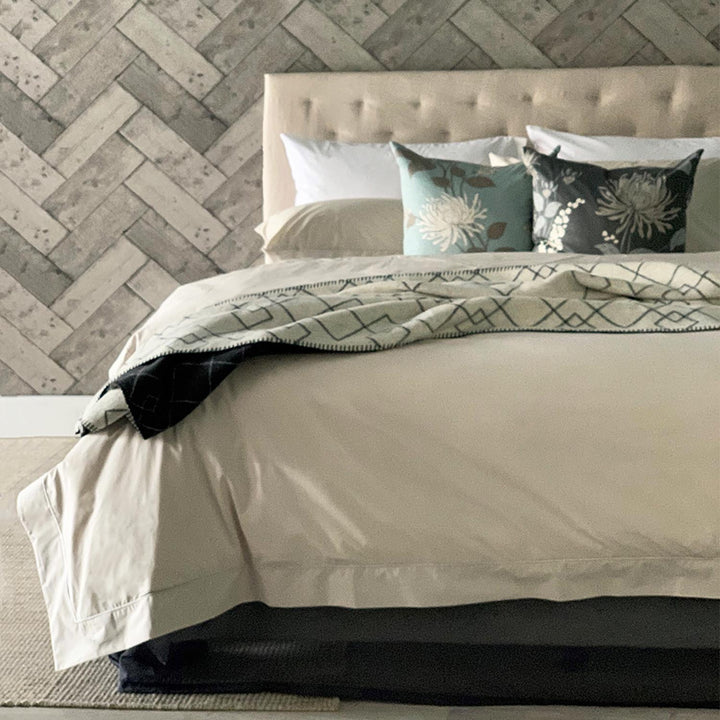 Egyptian Cotton Quilt Cover Taupe/White