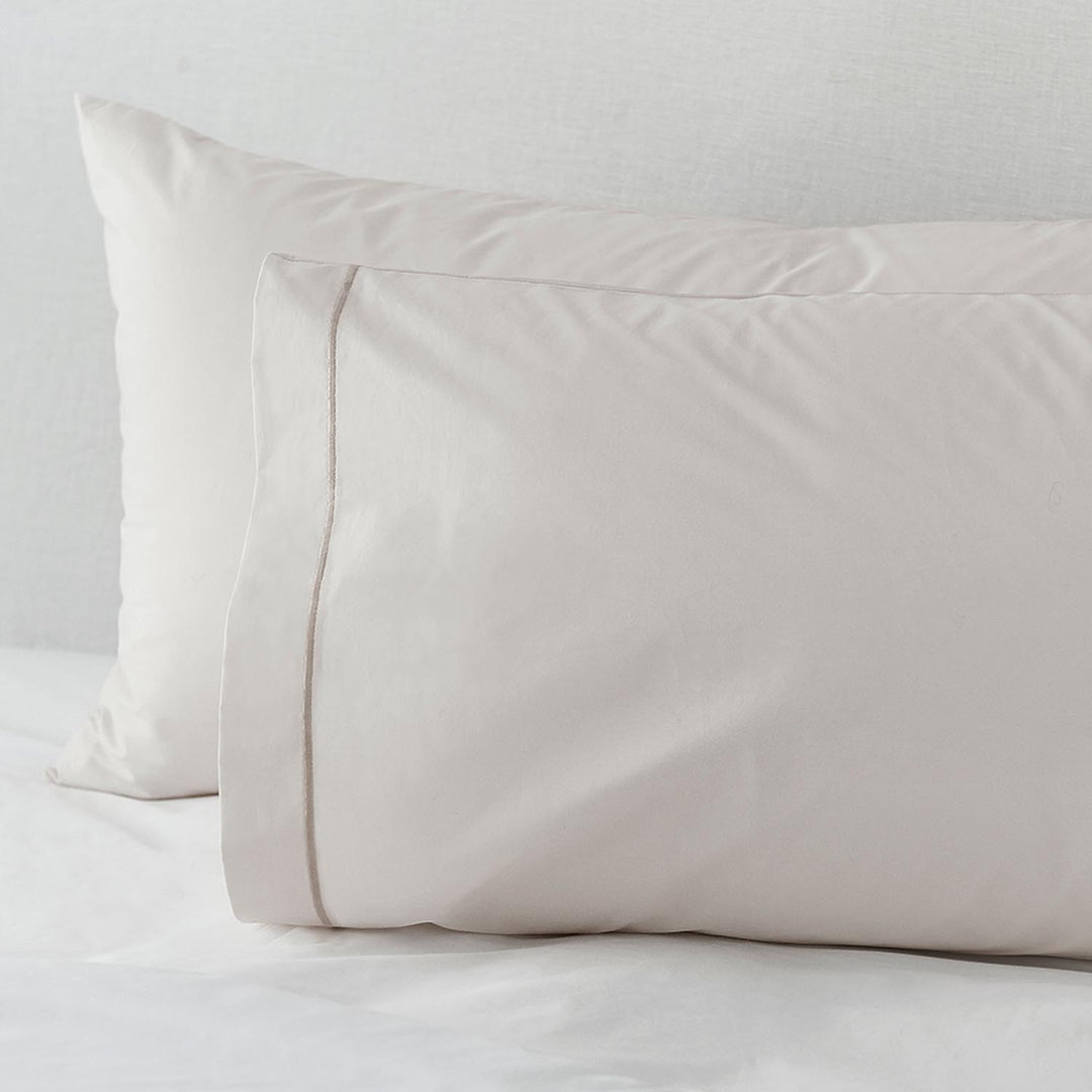 Egyptian Cotton Quilt Cover Taupe/White