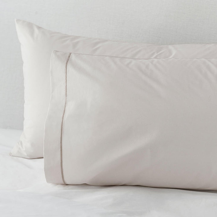 Egyptian Cotton Quilt Cover Taupe/White