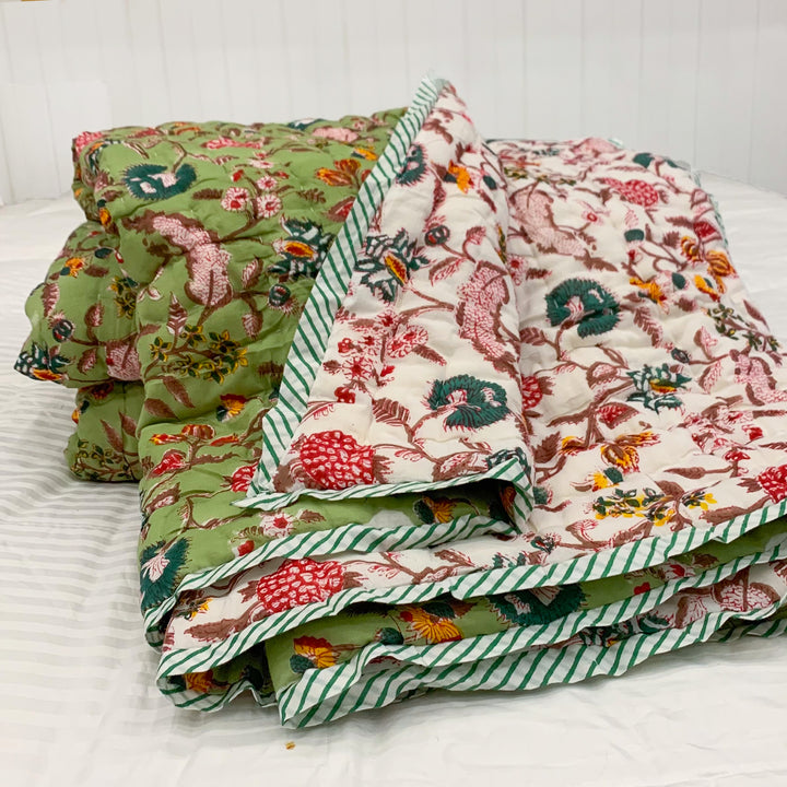 Elka Green Floral Coverlet