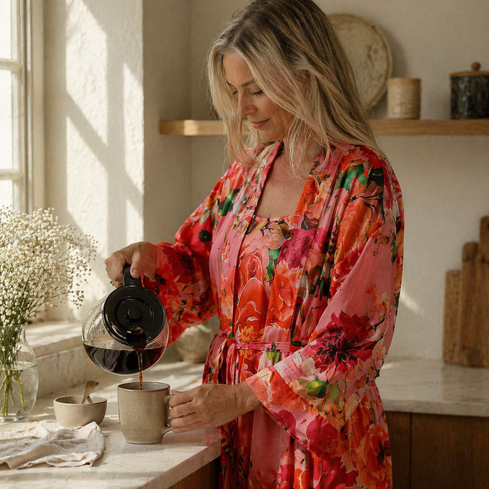 Tuscan Rose Cotton Robe