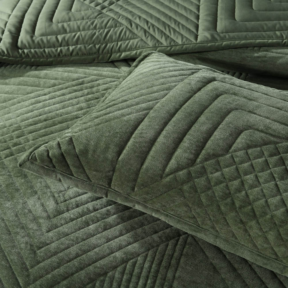 Samatra Olive Quilted Coverlet Set