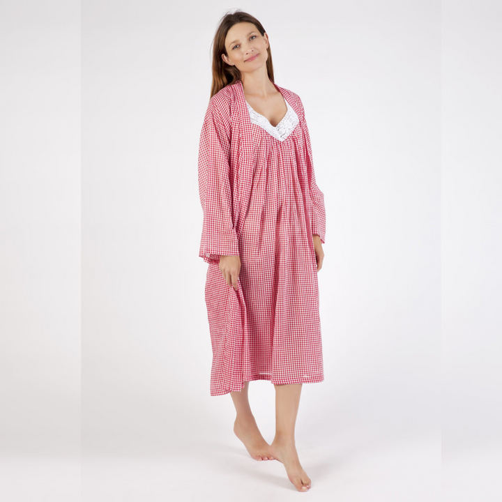 Katie Red Gingham Cotton Robe