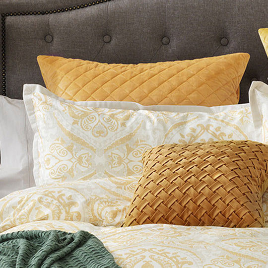 Velvet quilted European pillowcase gold